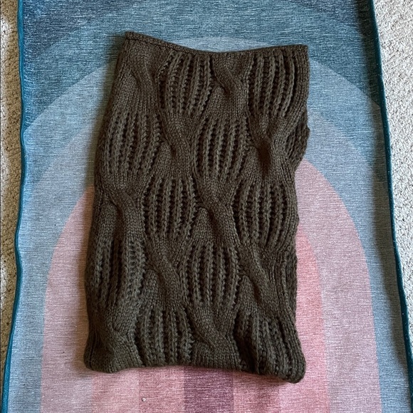 Chunky Brown Green Fall Knit Infinity Scarf - Picture 2 of 7